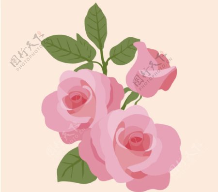 粉色水彩玫瑰花矢量素材