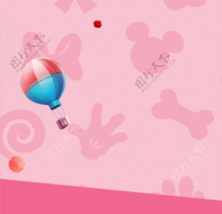卡通可爱粉色主图背景热气球