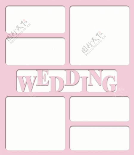 粉色婚礼照片排版框架