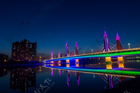 北京通州运河桥夜景