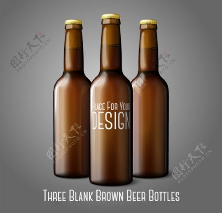 棕色啤酒瓶设计矢量素材
