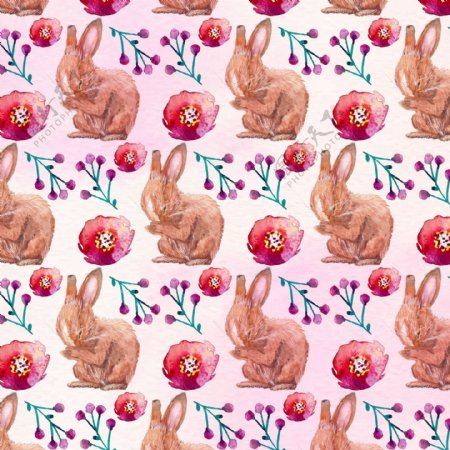 手绘复活节兔子背景
