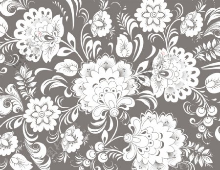 黑白欧式古典花纹底纹