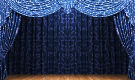 蓝色帷幕和舞台高清图片素材