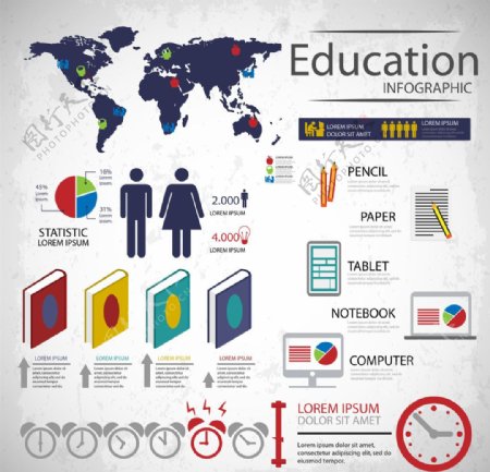 创意全球教育信息图矢量