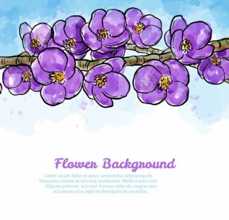 水彩紫色春季花卉海报