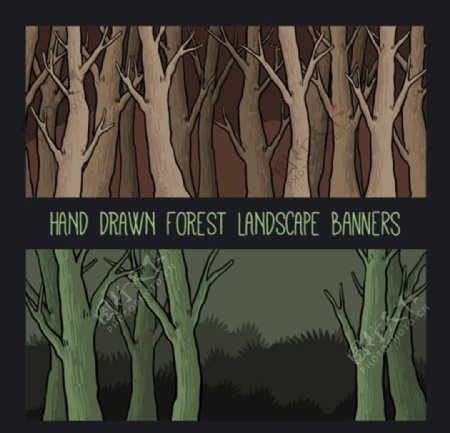 两款春季树林插图横幅