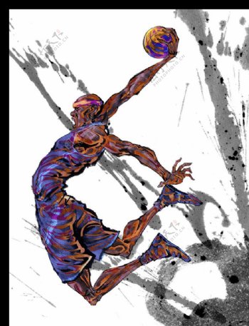手绘人物篮球运动员