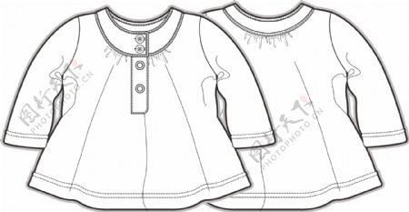 衣裙女宝宝服装设计线稿矢量素材