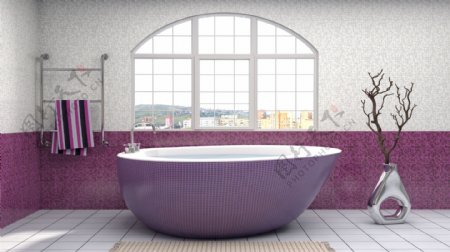 紫色炫彩浴室装潢设计