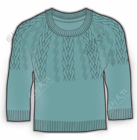 蓝色毛线上衣秋冬款服装设计男孩矢量素材