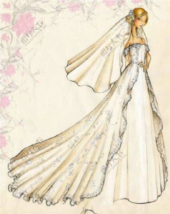 花纹长裙婚纱设计图