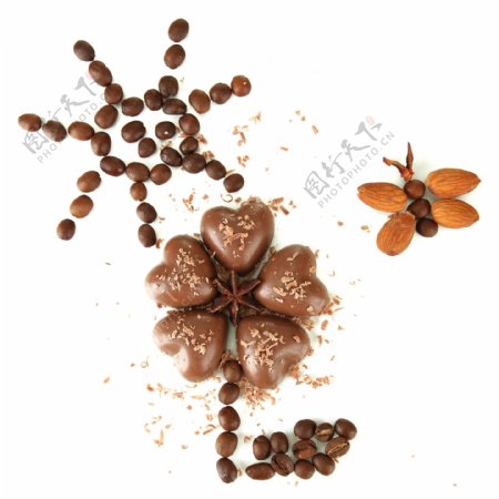 咖啡豆巧克力与干果图片