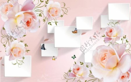 粉色玫瑰背景墙图片