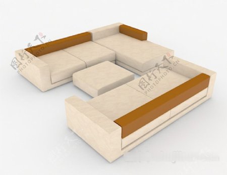 现代简约风格浅色组合沙发3d模型下载