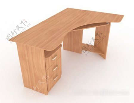简单实木书桌3d模型下载