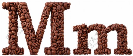 咖啡豆组成的字母M图片