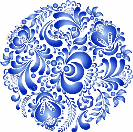 蓝色的青花瓷装饰图案