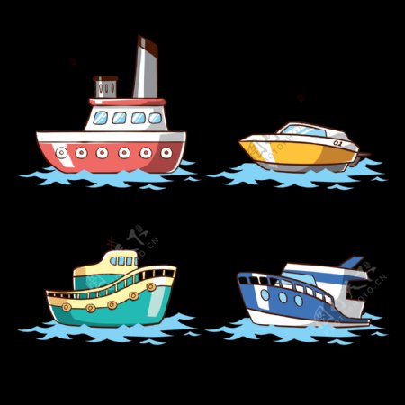 各种船插图免抠png透明图层素材