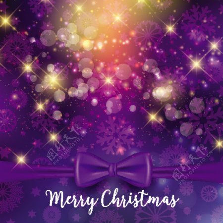 圣诞背景紫色丝带