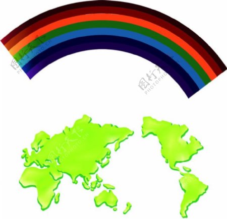 矢量彩虹世界地图图片