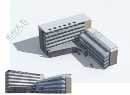 MAXL形多层公建建筑3D模型
