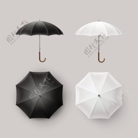 黑白简约雨伞设计矢量素材