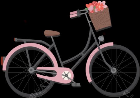 粉红色自行车插画免抠png透明图层素材