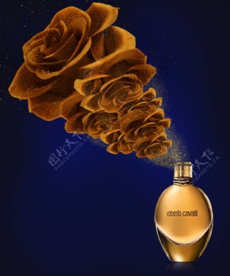 金色玫瑰香水海报