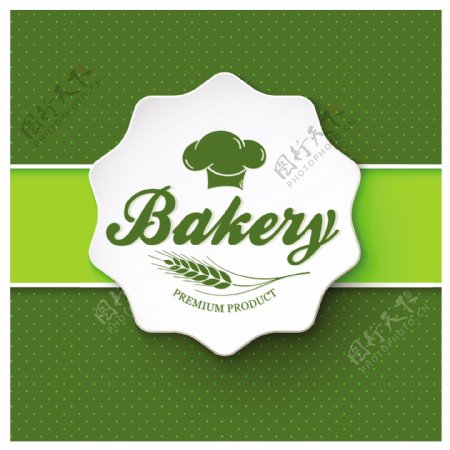 面包店菜单用绿色斑点背景自由向量