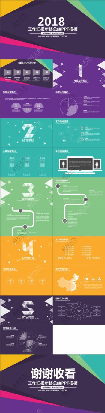 2018年工作汇报年终总结PPT模板