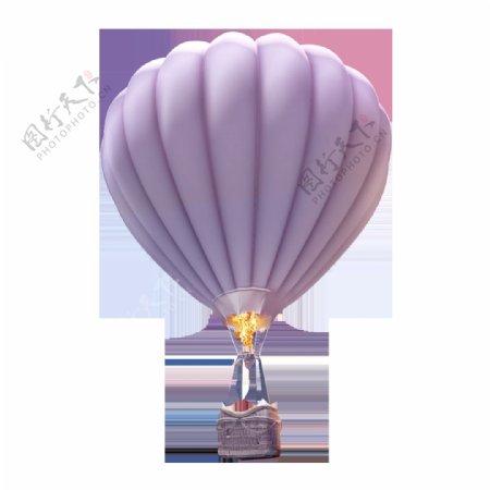 紫色热气球元素