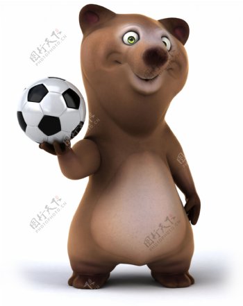 举着足球的小熊图片