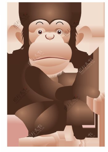 手绘可爱猩猩免抠png透明图层素材