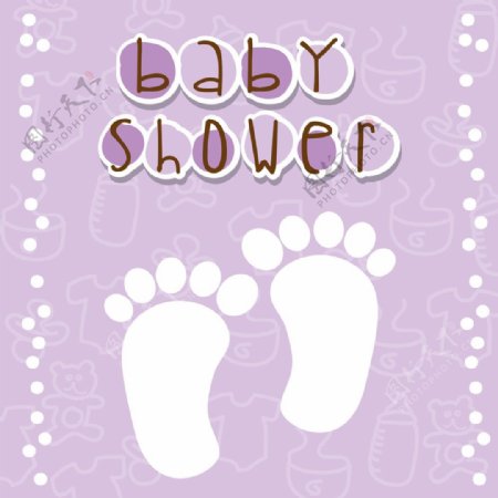 婴儿脚印淋浴卡请帖图片