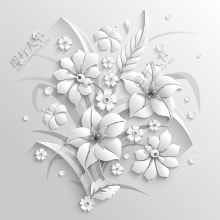 白色立体植物