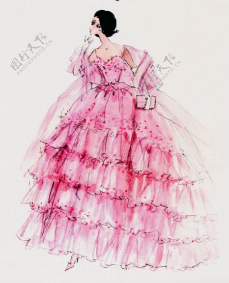 粉色婚纱裙设计图