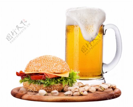 汉堡与啤酒图片