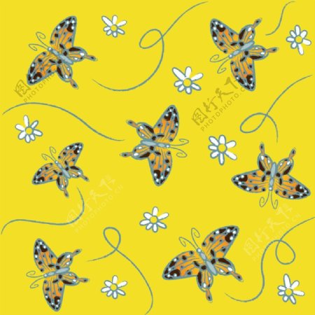 线条蝴蝶装饰图案