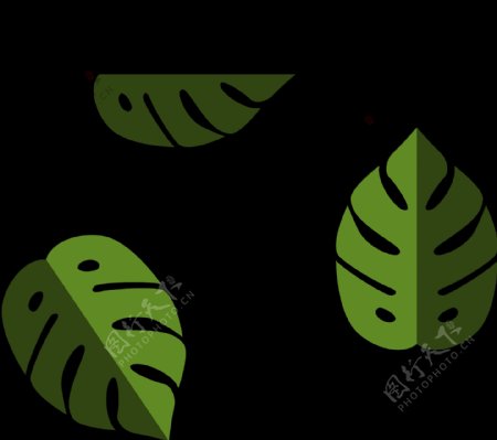 手绘绿叶子插画免抠png透明图层素材