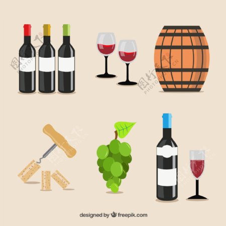葡萄酒元素图片