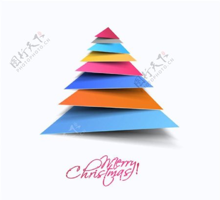 彩色剪纸圣诞树图片