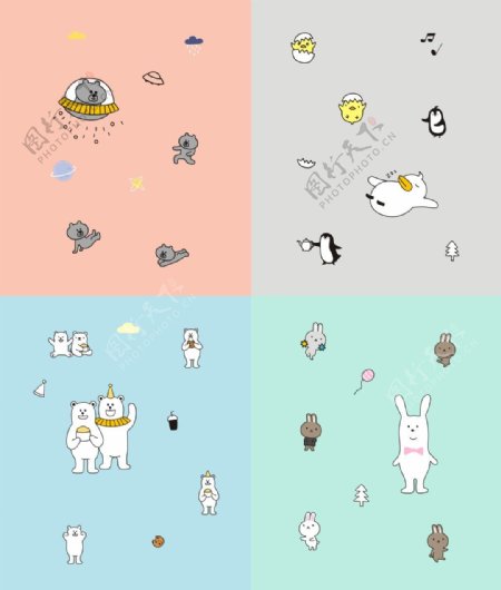动物集合小插画