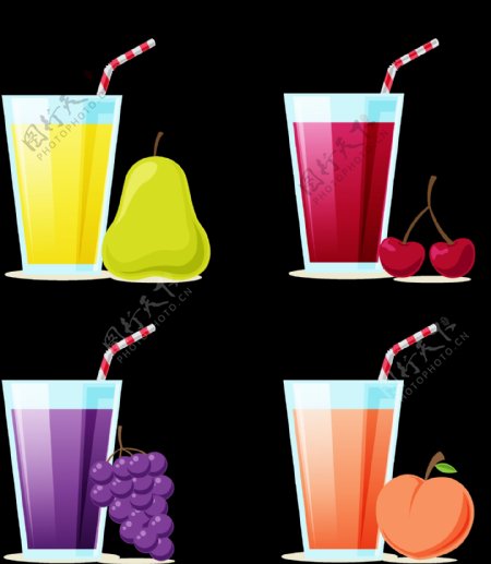玻璃杯果汁插画图标免抠png透明图层素材