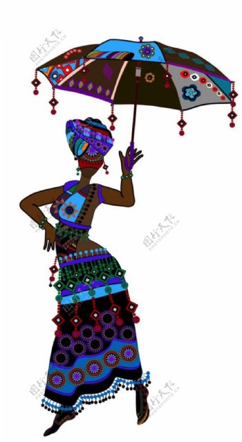 撑伞的非洲女人图片