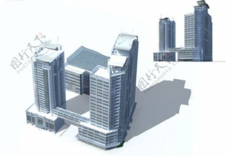 MAX高层公共建筑商业大厦3D模型