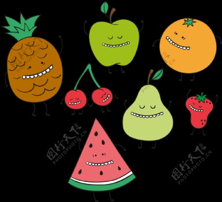 快乐水果插画图标免抠png透明图层素材