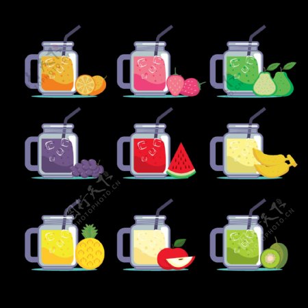 彩色果汁插画图标免抠png透明图层素材