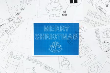 蓝色圣诞节设计图纸图片