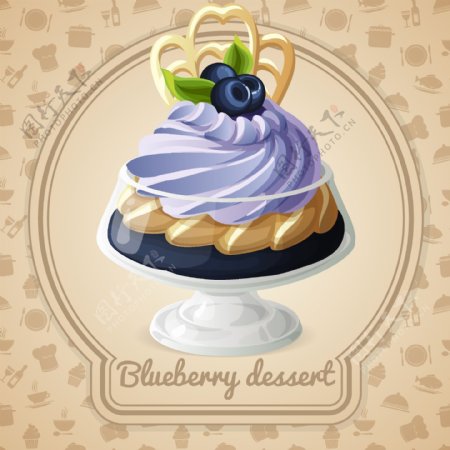 矢量蓝莓甜点